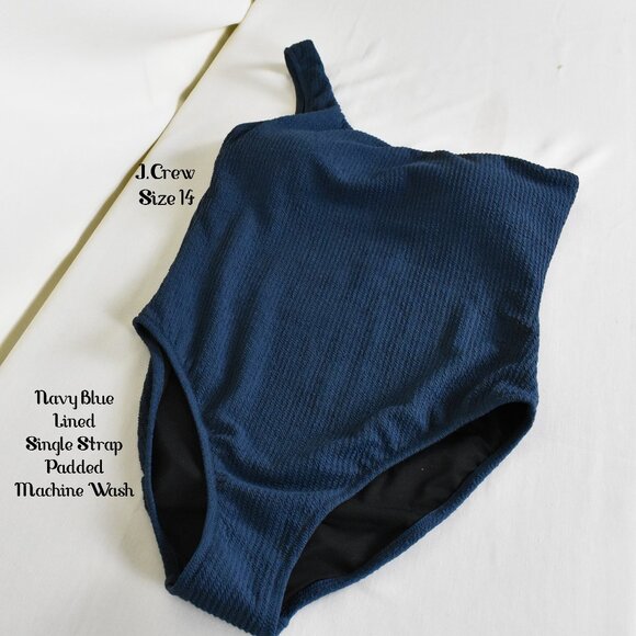 J.Crew Bathing Suit 14 Navy Blue Lined Padded One Piece Machine Wash - Picture 1 of 4